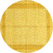 Round Machine Washable Persian Yellow Traditional Rug, wshtr336yw