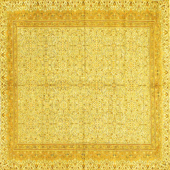 Square Machine Washable Persian Yellow Traditional Rug, wshtr336yw