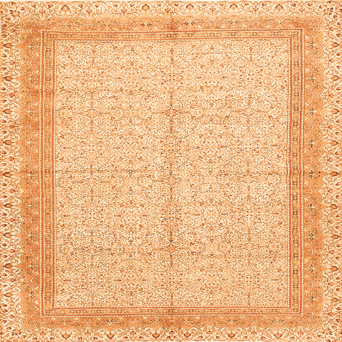 Round Machine Washable Persian Orange Traditional Area Rugs, wshtr336org