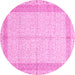 Round Machine Washable Persian Pink Traditional Rug, wshtr336pnk