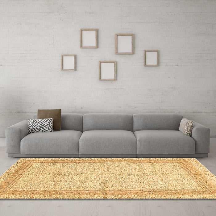 Machine Washable Persian Brown Traditional Rug in a Living Room,, wshtr336brn