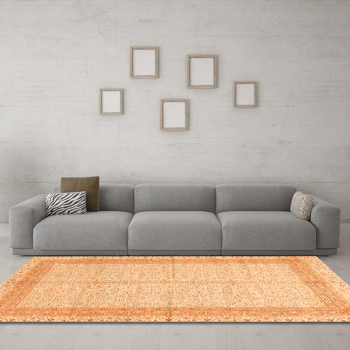 Machine Washable Persian Orange Traditional Area Rugs in a Living Room, wshtr336org
