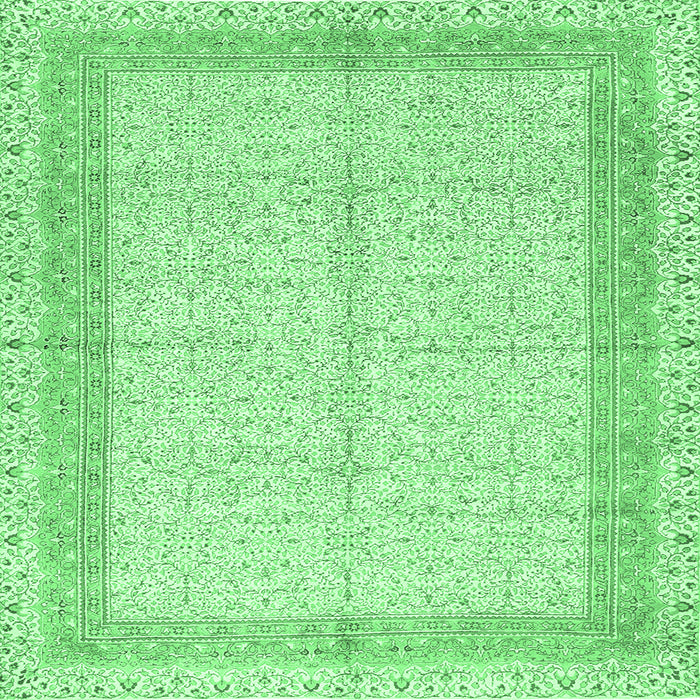 Square Machine Washable Persian Emerald Green Traditional Area Rugs, wshtr336emgrn