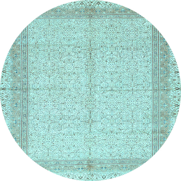 Round Machine Washable Persian Light Blue Traditional Rug, wshtr336lblu