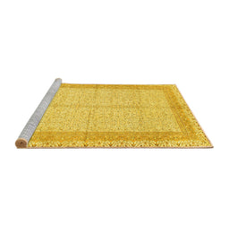 Sideview of Machine Washable Persian Yellow Traditional Rug, wshtr336yw