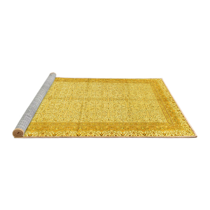 Sideview of Machine Washable Persian Yellow Traditional Rug, wshtr336yw