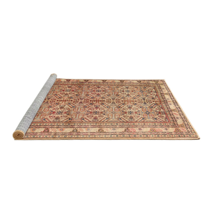 Sideview of Machine Washable Traditional Sandy Brown Rug, wshtr337