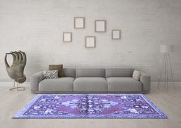 Machine Washable Animal Blue Traditional Rug in a Living Room, wshtr3370blu