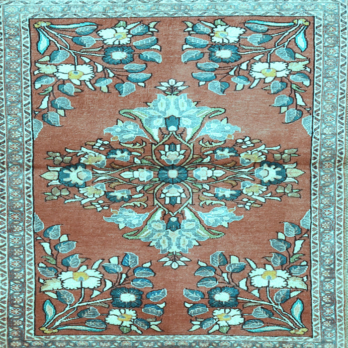 Square Machine Washable Animal Light Blue Traditional Rug, wshtr3370lblu