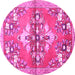 Round Machine Washable Animal Pink Traditional Rug, wshtr3370pnk