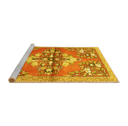 Sideview of Machine Washable Animal Yellow Traditional Rug, wshtr3370yw