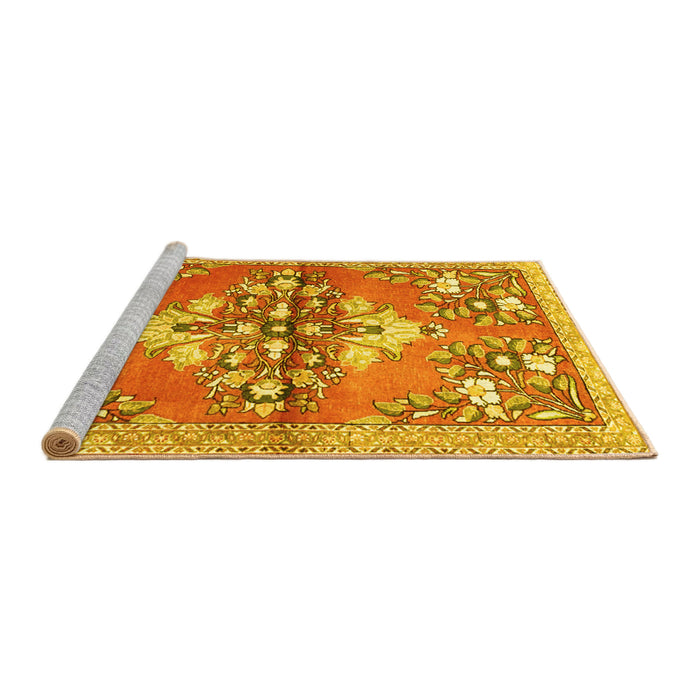 Sideview of Machine Washable Animal Yellow Traditional Rug, wshtr3370yw