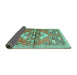 Sideview of Animal Turquoise Traditional Rug, tr3370turq