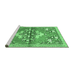 Sideview of Machine Washable Animal Emerald Green Traditional Area Rugs, wshtr3370emgrn