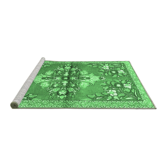Sideview of Machine Washable Animal Emerald Green Traditional Area Rugs, wshtr3370emgrn