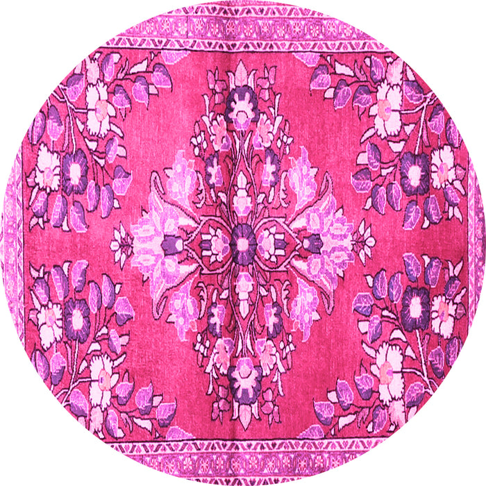 Round Animal Pink Traditional Rug, tr3370pnk