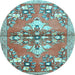 Round Animal Light Blue Traditional Rug, tr3370lblu