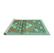 Sideview of Machine Washable Animal Turquoise Traditional Area Rugs, wshtr3370turq