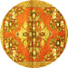 Round Animal Yellow Traditional Rug, tr3370yw