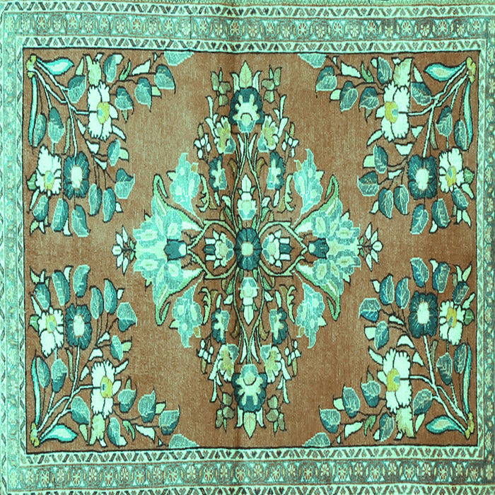 Square Animal Turquoise Traditional Rug, tr3370turq