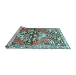 Sideview of Machine Washable Animal Light Blue Traditional Rug, wshtr3370lblu