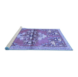 Sideview of Machine Washable Animal Blue Traditional Rug, wshtr3370blu