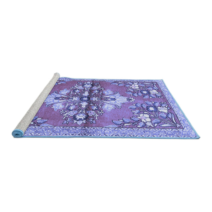 Sideview of Machine Washable Animal Blue Traditional Rug, wshtr3370blu