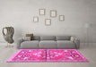 Machine Washable Animal Pink Traditional Rug in a Living Room, wshtr3370pnk