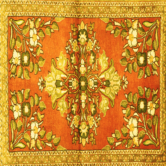 Square Animal Yellow Traditional Rug, tr3370yw