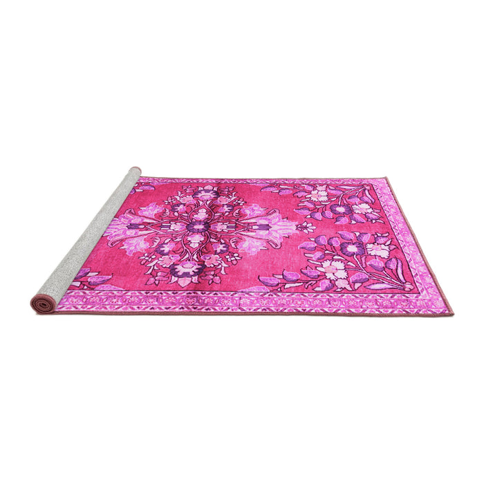 Sideview of Machine Washable Animal Pink Traditional Rug, wshtr3370pnk