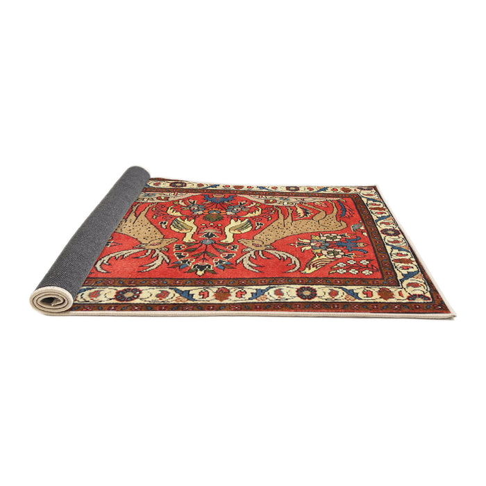 Sideview of Traditional Light Copper Gold Animal Rug, tr3371