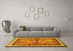 Machine Washable Animal Yellow Traditional Rug in a Living Room, wshtr3371yw