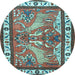 Round Machine Washable Animal Light Blue Traditional Rug, wshtr3371lblu