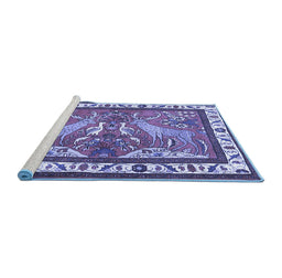 Sideview of Machine Washable Animal Blue Traditional Rug, wshtr3371blu