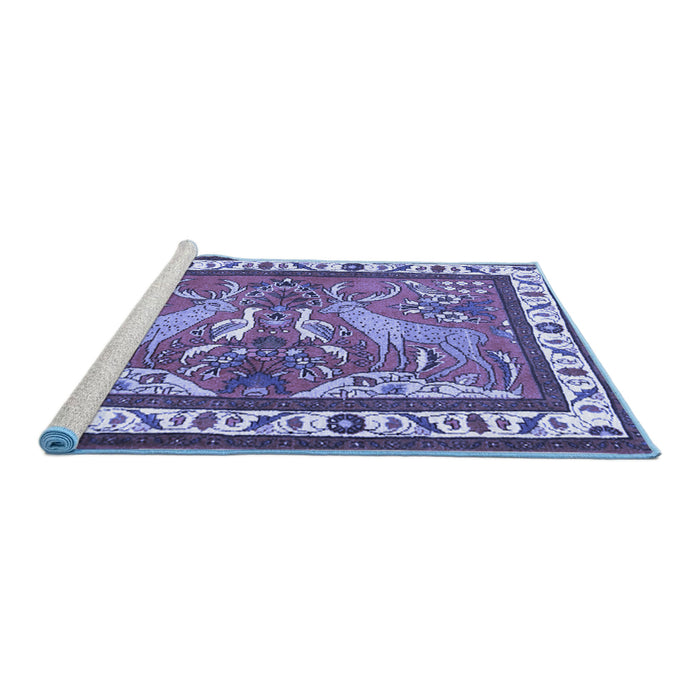 Sideview of Machine Washable Animal Blue Traditional Rug, wshtr3371blu