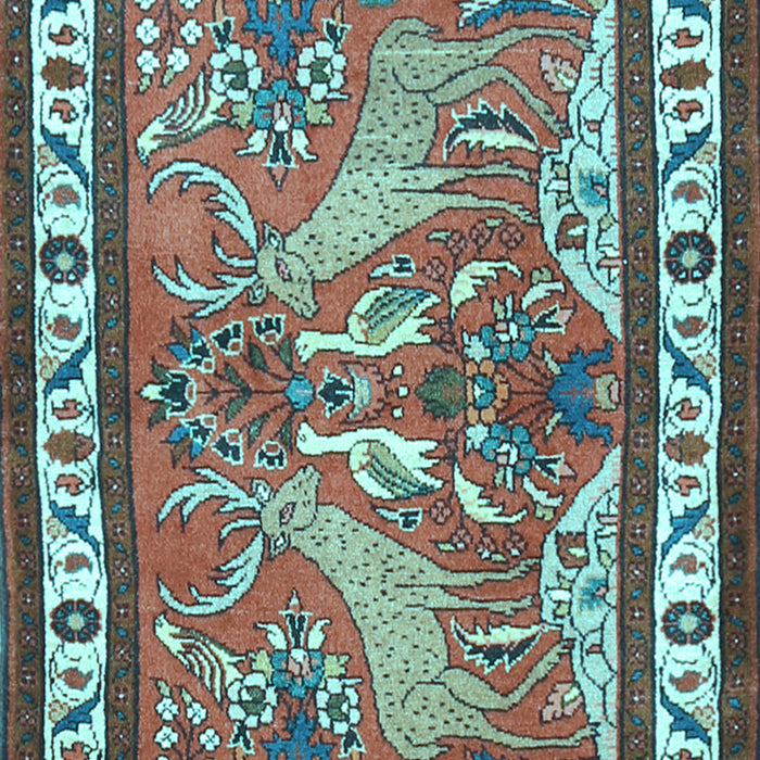 Machine Washable Animal Light Blue Traditional Rug, wshtr3371lblu
