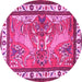 Round Animal Pink Traditional Rug, tr3371pnk