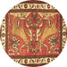 Round Animal Brown Traditional Rug, tr3371brn