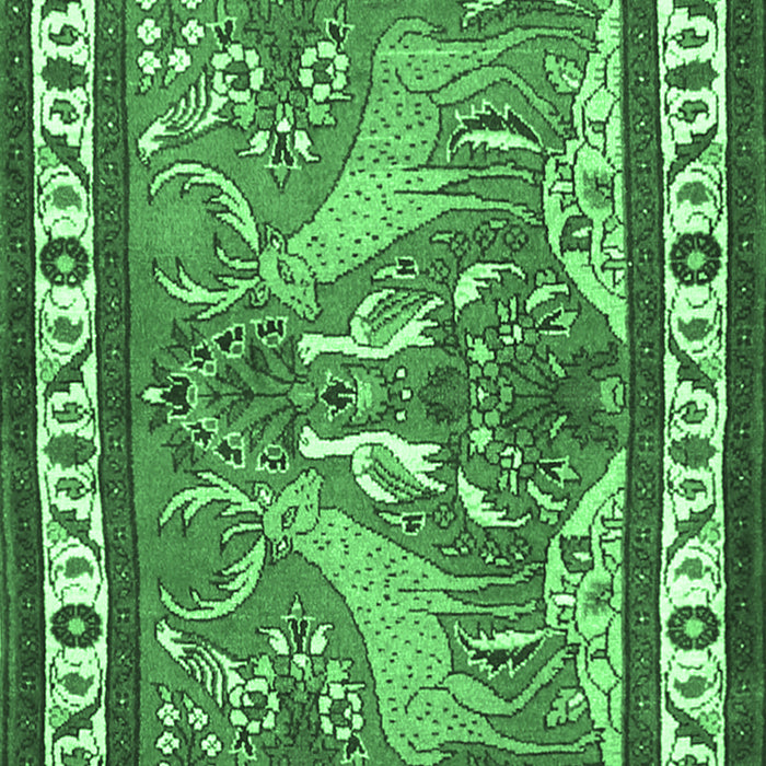 Machine Washable Animal Emerald Green Traditional Area Rugs, wshtr3371emgrn