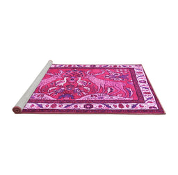 Sideview of Machine Washable Animal Pink Traditional Rug, wshtr3371pnk