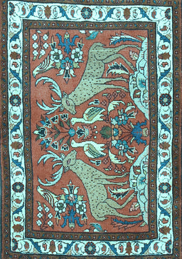 Animal Light Blue Traditional Rug, tr3371lblu