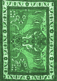 Animal Emerald Green Traditional Rug, tr3371emgrn