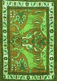 Animal Green Traditional Rug, tr3371grn