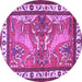 Round Machine Washable Animal Purple Traditional Area Rugs, wshtr3371pur