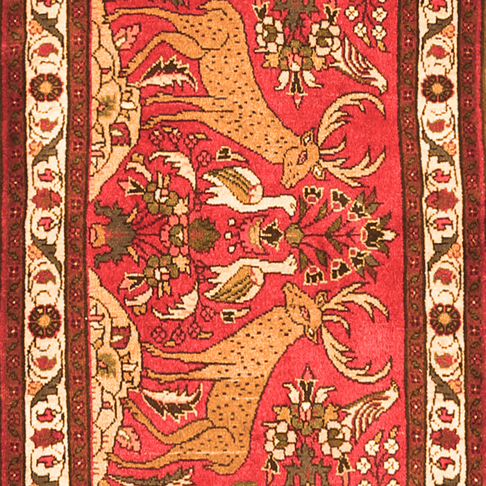 Serging Thickness of Machine Washable Animal Orange Traditional Area Rugs, wshtr3371org
