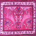 Square Animal Pink Traditional Rug, tr3371pnk