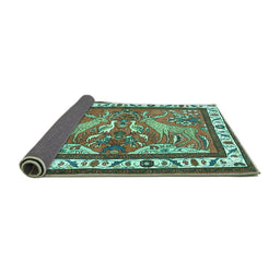 Sideview of Animal Turquoise Traditional Rug, tr3371turq