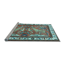 Sideview of Machine Washable Animal Light Blue Traditional Rug, wshtr3371lblu