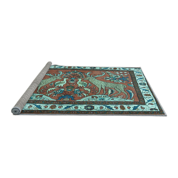 Sideview of Machine Washable Animal Light Blue Traditional Rug, wshtr3371lblu