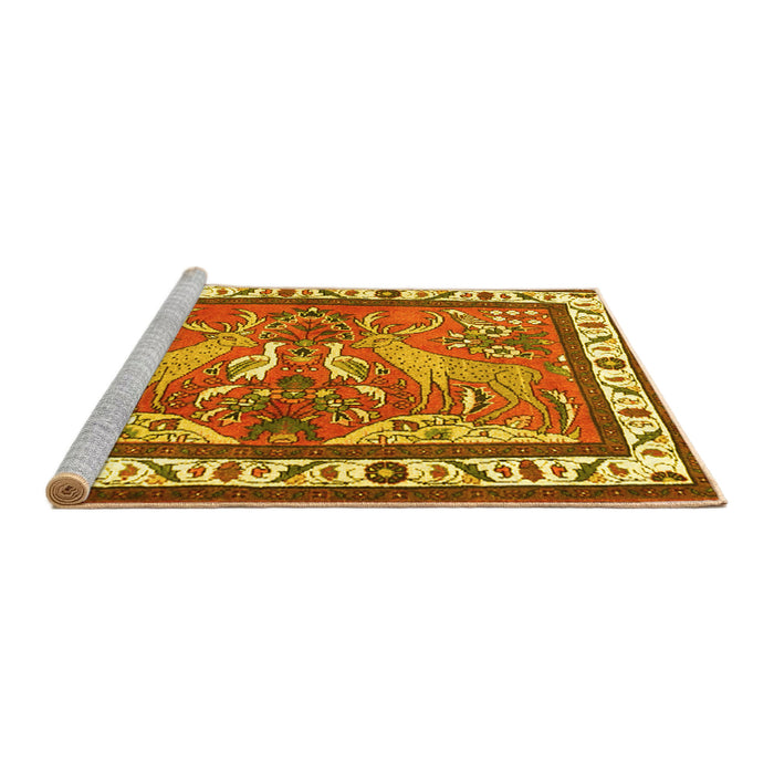 Sideview of Machine Washable Animal Yellow Traditional Rug, wshtr3371yw